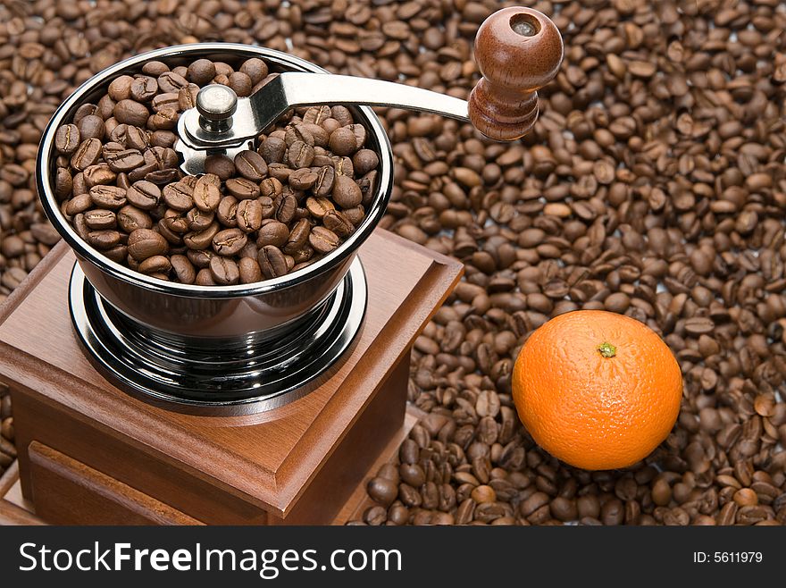 Coffee Grinder And Orange