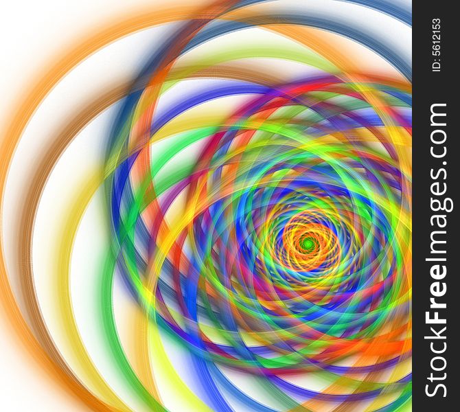 An abstract 2d render of many bright colored rings. An abstract 2d render of many bright colored rings