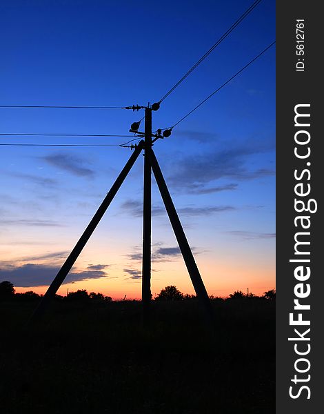 Night Scene With Electric Columns