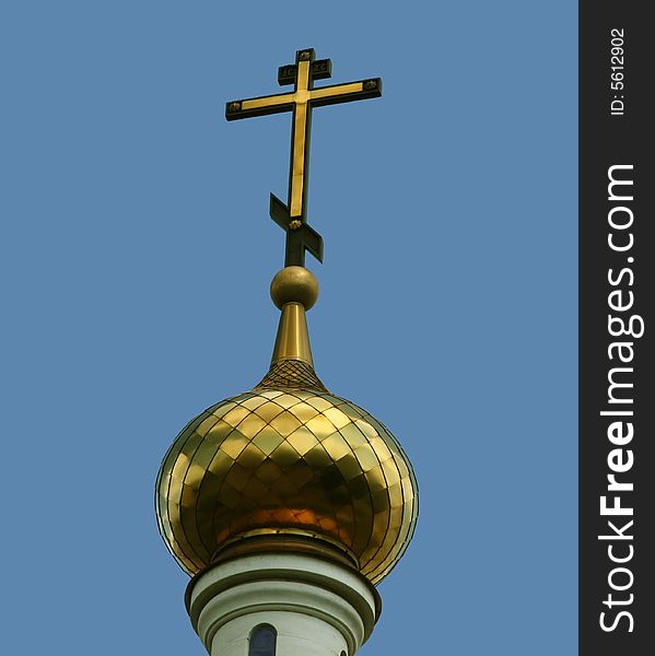 Golden cupola of russian orthodox church. Golden cupola of russian orthodox church