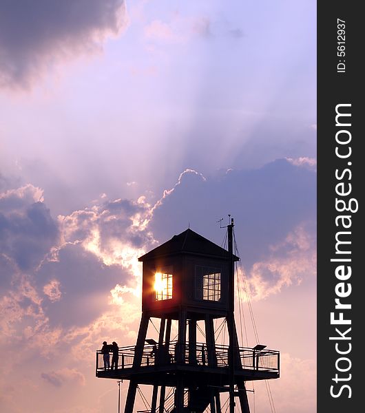 Sunset at wharf on Memphremagog Lake in Magog, Province of Quebec, Canada. Sunset at wharf on Memphremagog Lake in Magog, Province of Quebec, Canada