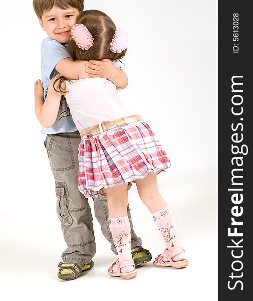 Cheerful little children isolated over white