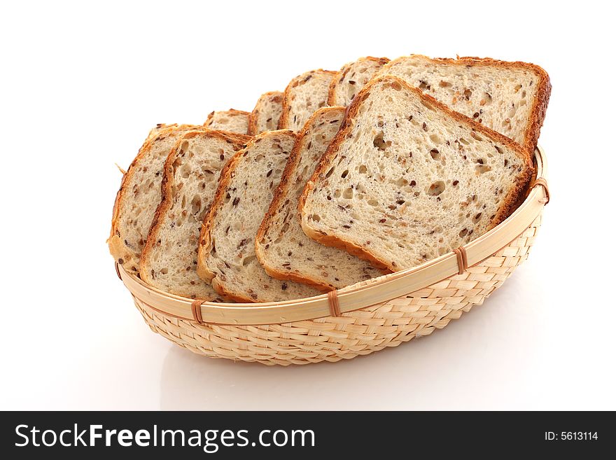 Sliced bread on white background