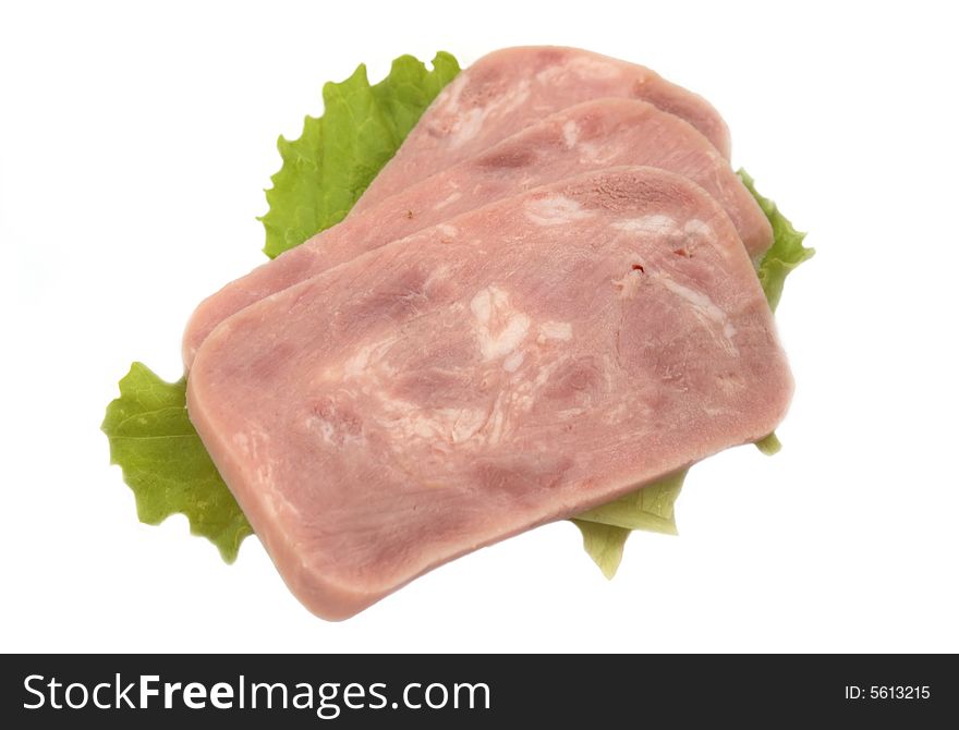 Slies of a ham isolated on a white background