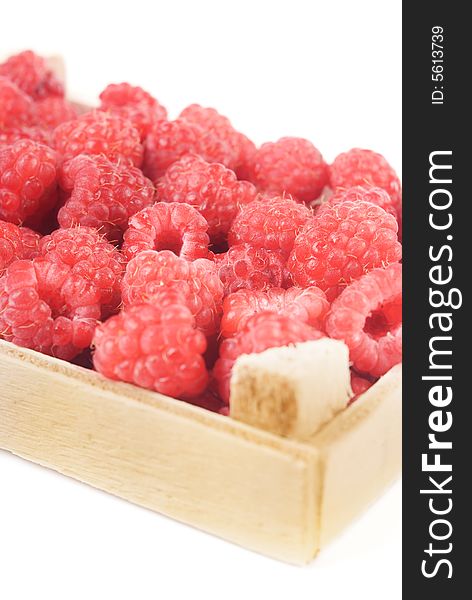 Raspberries In Wooden Box