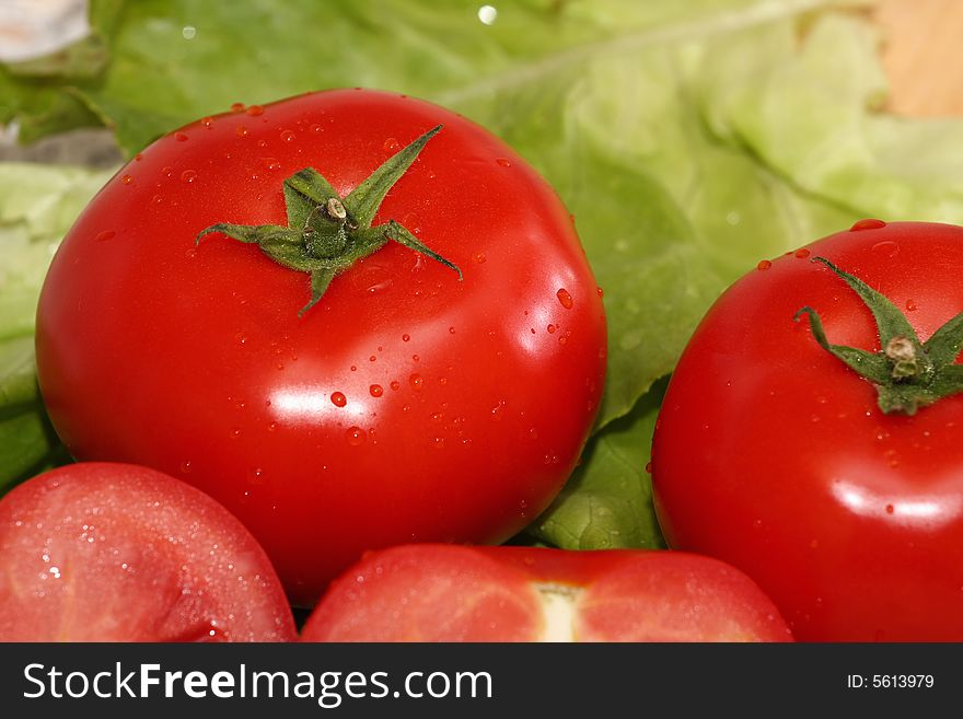 Fresh tomatos and green salad