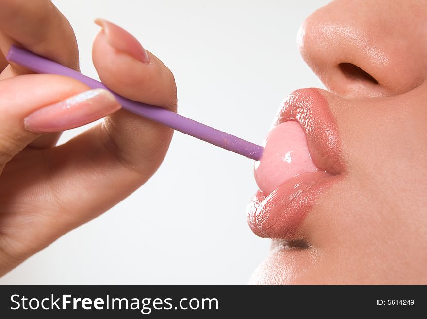 Young Beautiful Girl With Lollipop