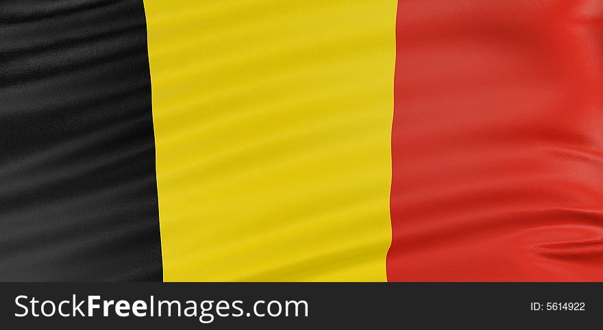 3D Belgian flag with fabric surface texture. White background.