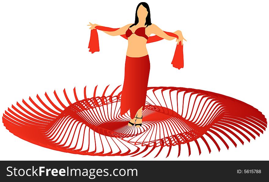 Illustration of belly dancer, red