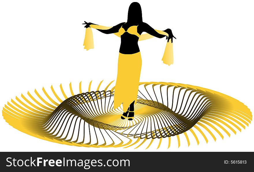 Illustration of belly dancer, yellow