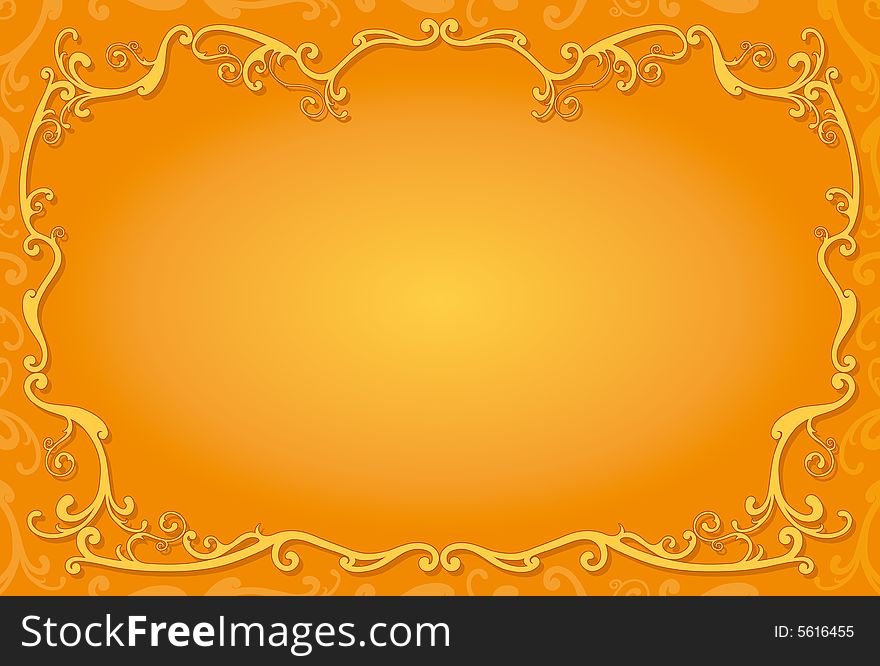 Decorative orange frame with vegetable motives