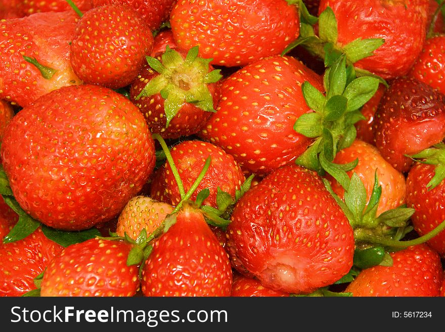 Strawberries close-up view (studio)