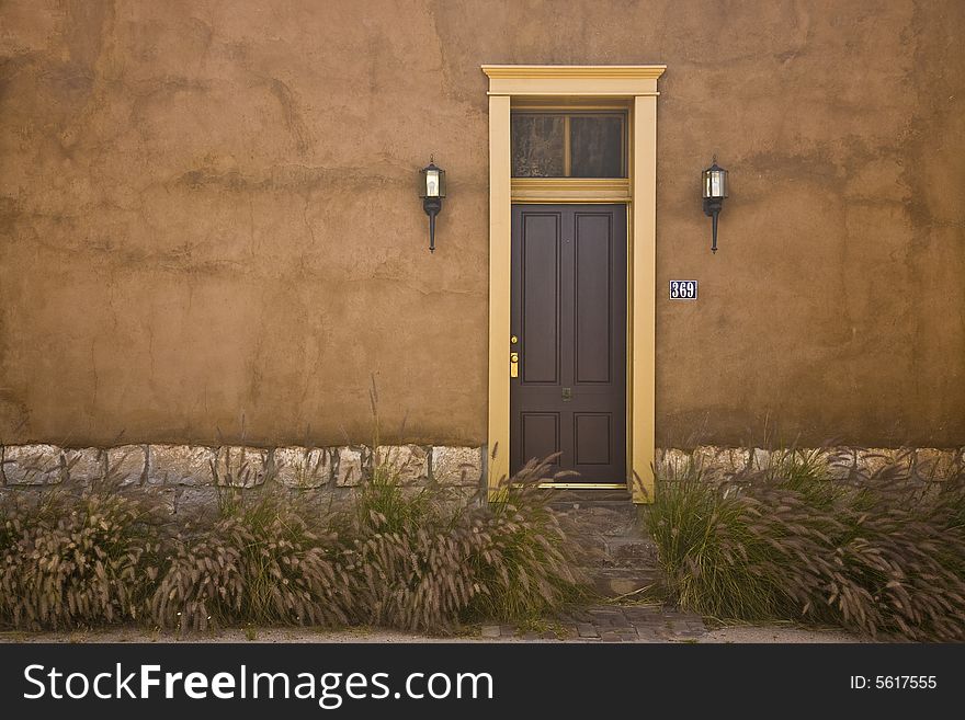 Doorway into renovated adobe residence. Doorway into renovated adobe residence