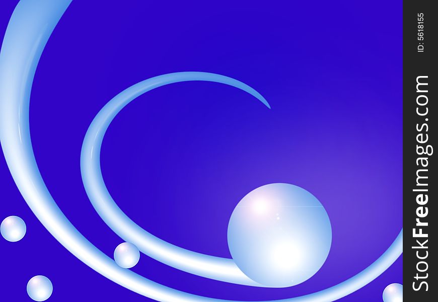 Illustration with blue fantastic spheres. Abstract background