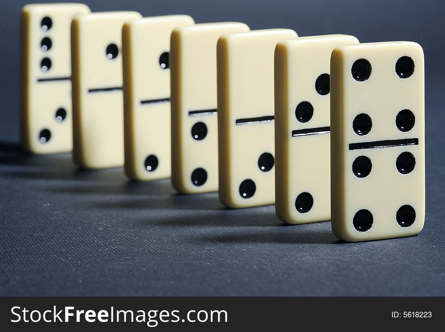 Close up of group dominoes.