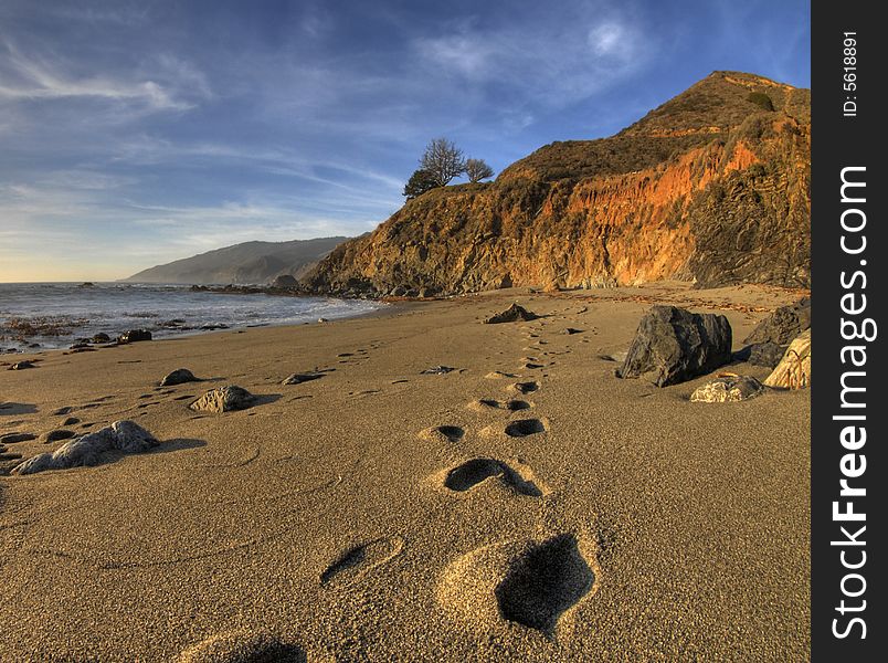 Footprints On Big Sur Beach