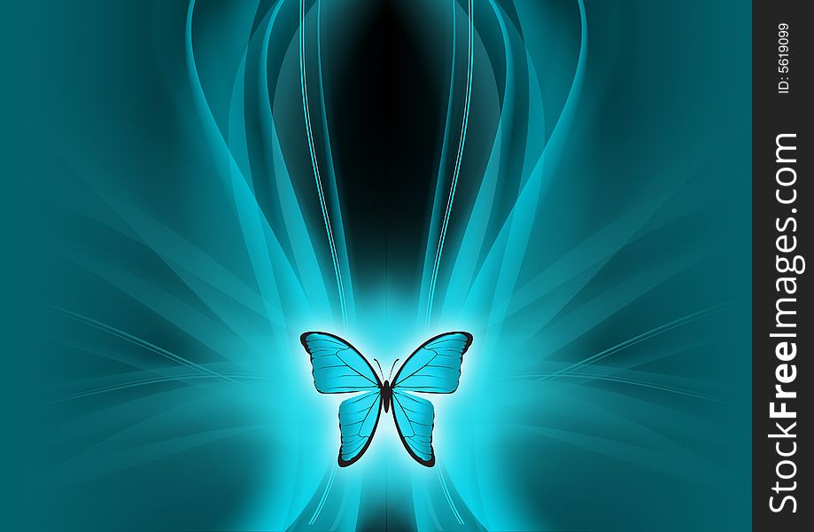 Computer generated illustration of a butterfly on a vivid abstract background. Computer generated illustration of a butterfly on a vivid abstract background