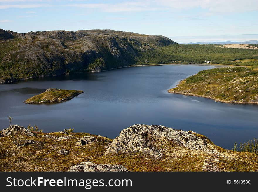 Wild fiord with small island in north Norway. Wild fiord with small island in north Norway