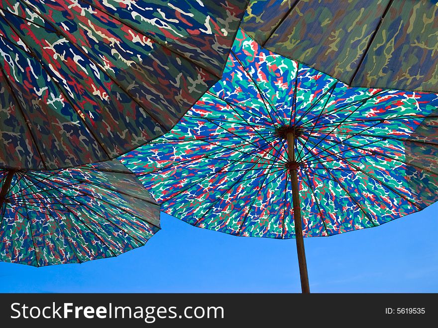 A group of colorful parasols. A group of colorful parasols