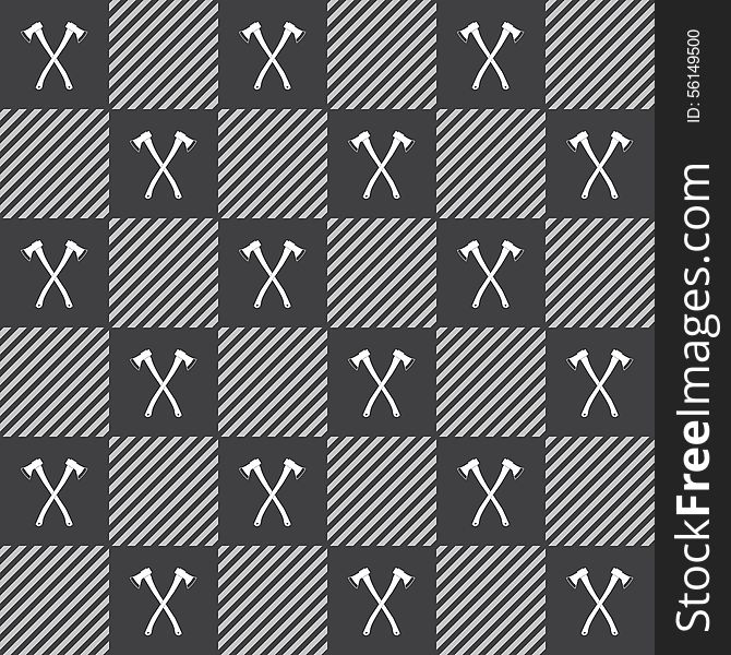 Lumberjack Vector Plaid Pattern With Axes