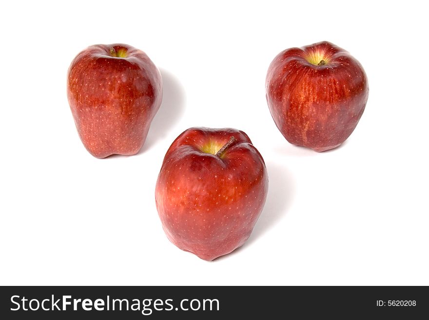 Three red apples isolated on white. Three red apples isolated on white