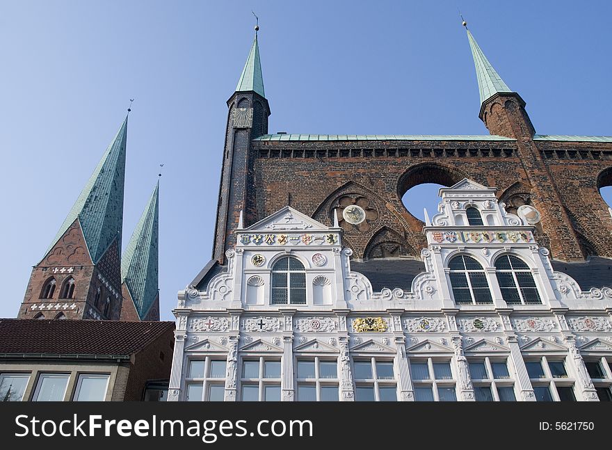 Some old facades in luebeck, germany