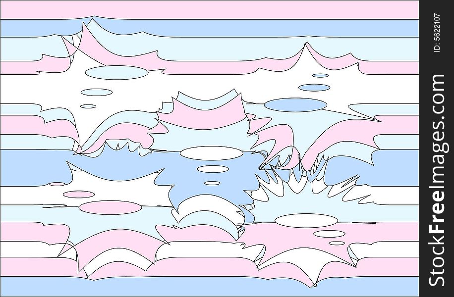 Vector ornament consisting of strips and optical illusions. Can be continued by a copy of figure upwards and downwards.