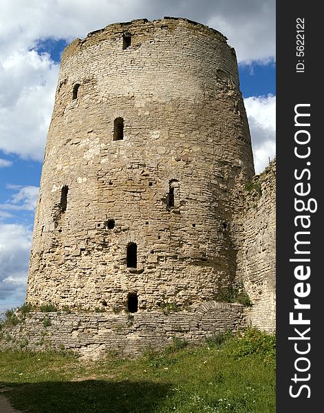 Old serf Russian tower, Izbork, Pskov region, Russia, XI century