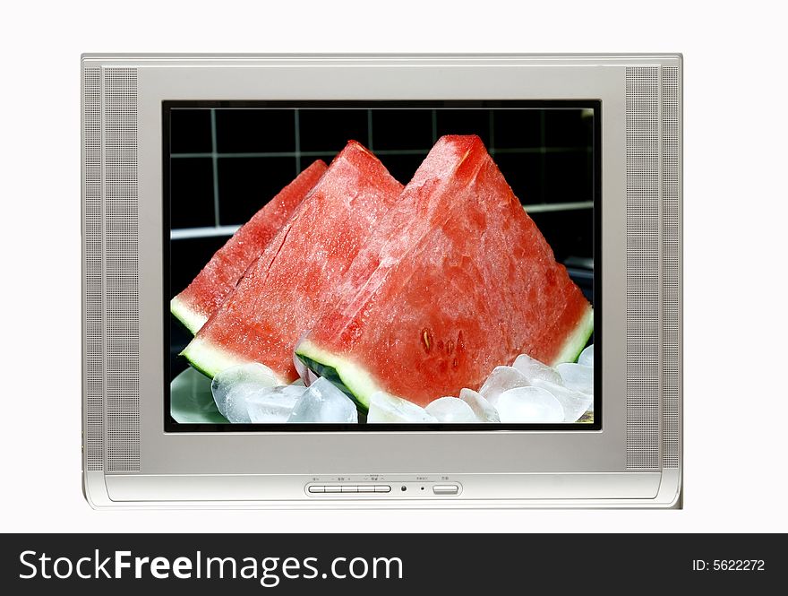 Blank TV And Watermelon