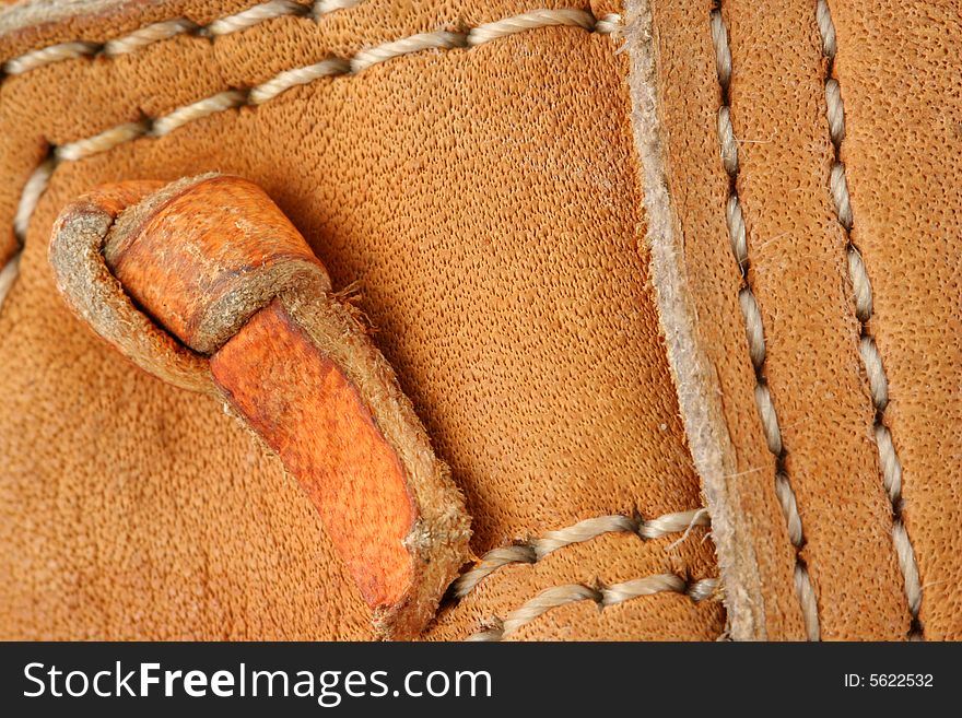 A Leather baseball glove macro background