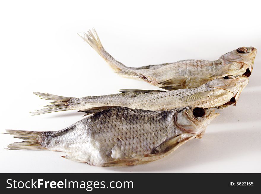 River dried fish on light background. River dried fish on light background