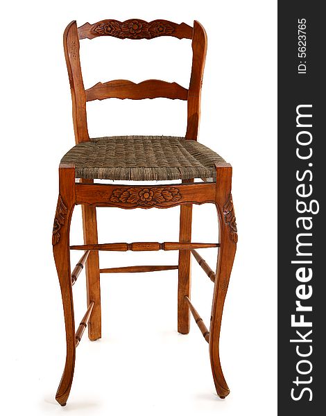 Wicker bar stool chair over white background. Wicker bar stool chair over white background.