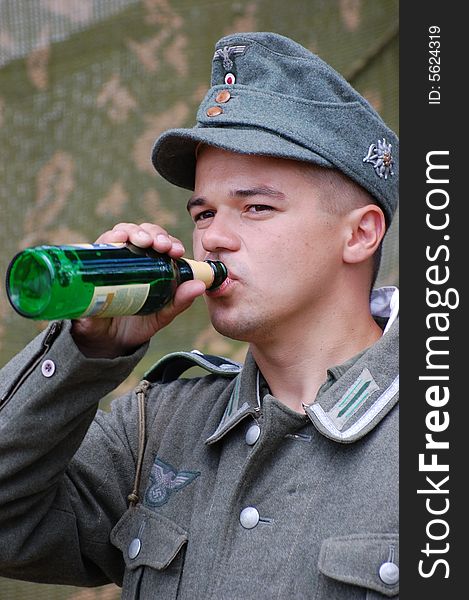 German soldier drink beer