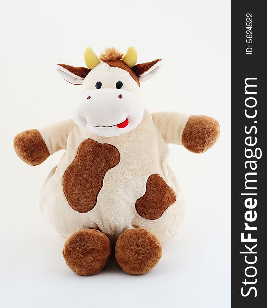 Crazy fat cow staying on white background. Crazy fat cow staying on white background