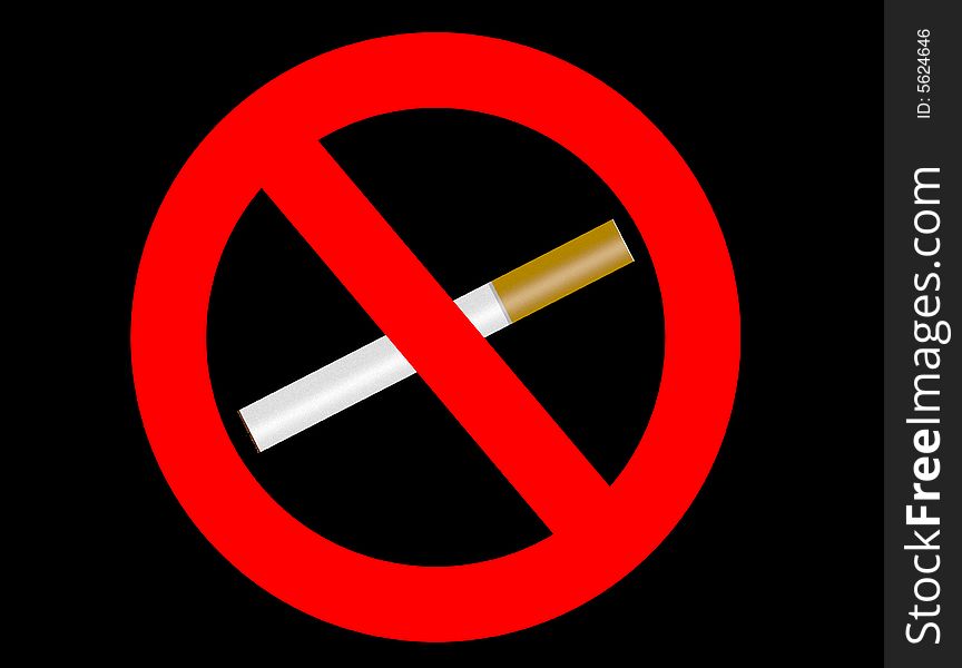 No smoking sign on black with clipping path