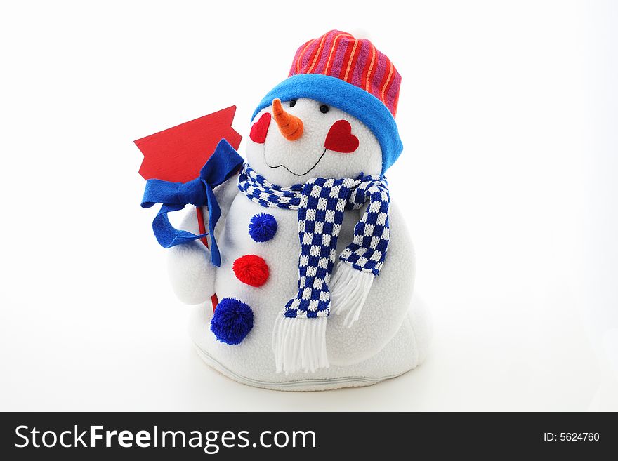 Funny snowman soft toy with plaacard. Funny snowman soft toy with plaacard