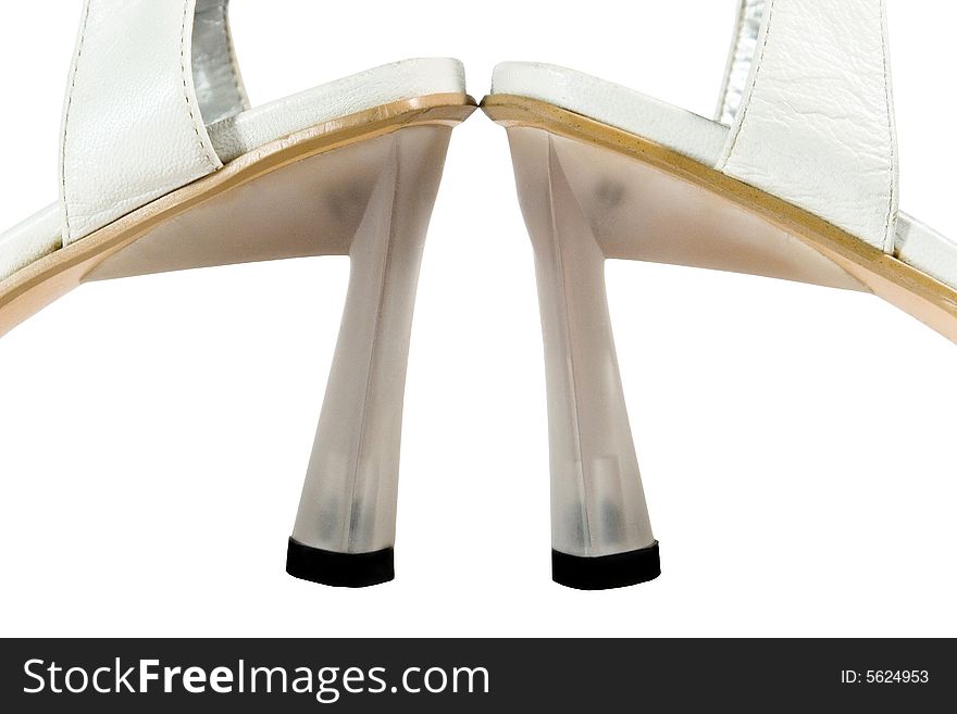Transparent heels of white shoes (isolated on white). Transparent heels of white shoes (isolated on white)
