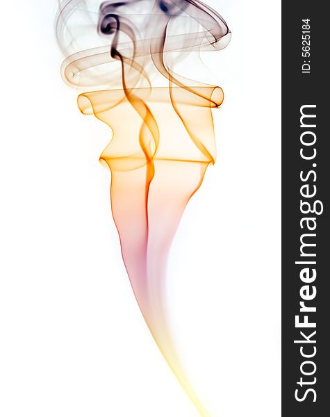 An abstract of colorful smoke on white background