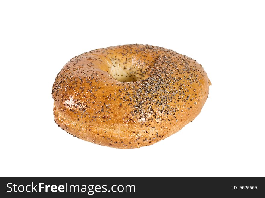 Bagel with poppy seeds (isolated on white)