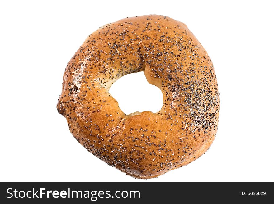 Bagel with poppy seeds (isolated on white)