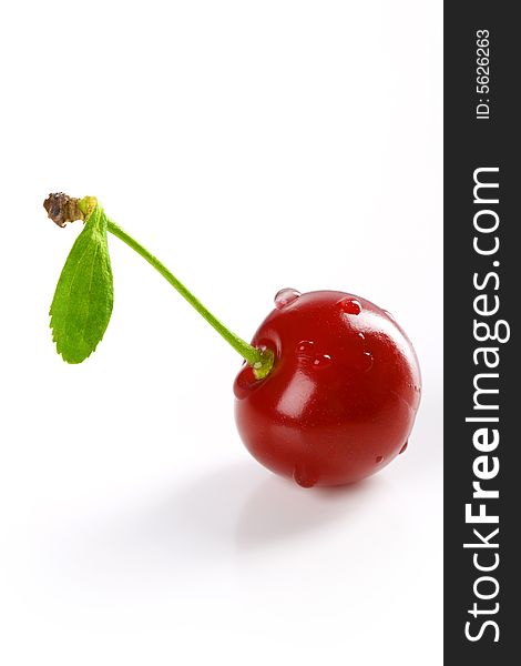 Fresh juicy cherry with drops