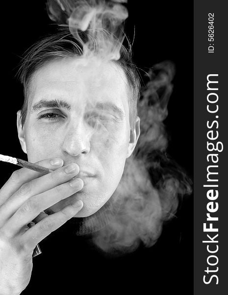 Portrait of stylish young man with a cigarette. Self-portrait. Portrait of stylish young man with a cigarette. Self-portrait.