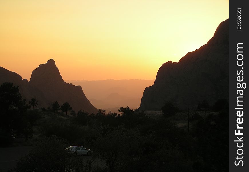 The sun sets over Big Bend National Park. The sun sets over Big Bend National Park