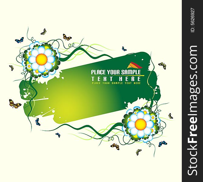 Floral banner on the green background. Floral banner on the green background