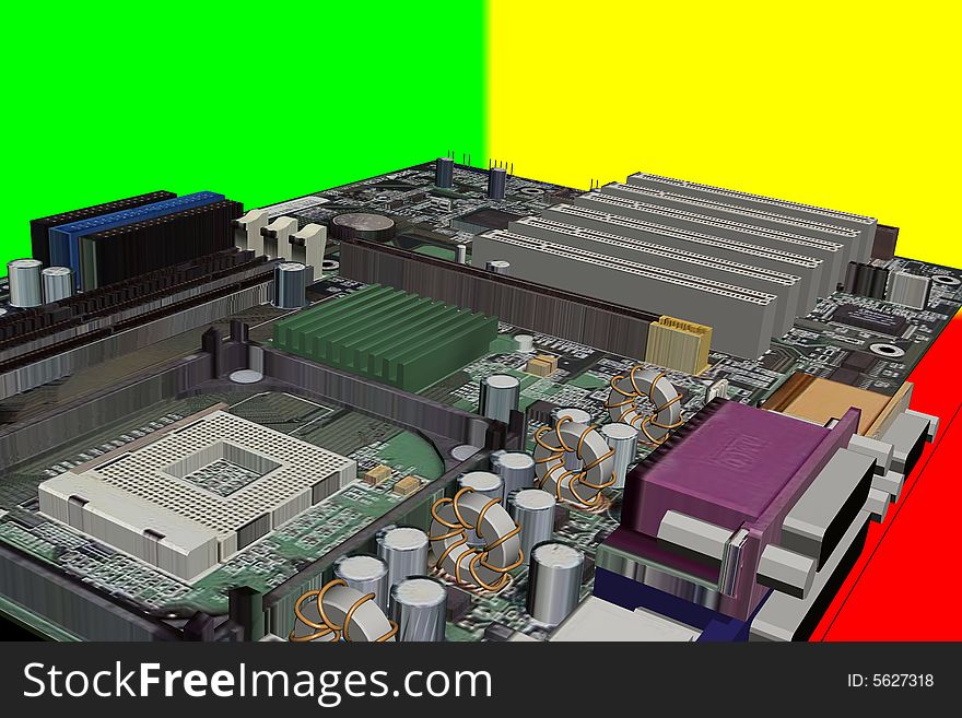Illustration of an computer motherboard