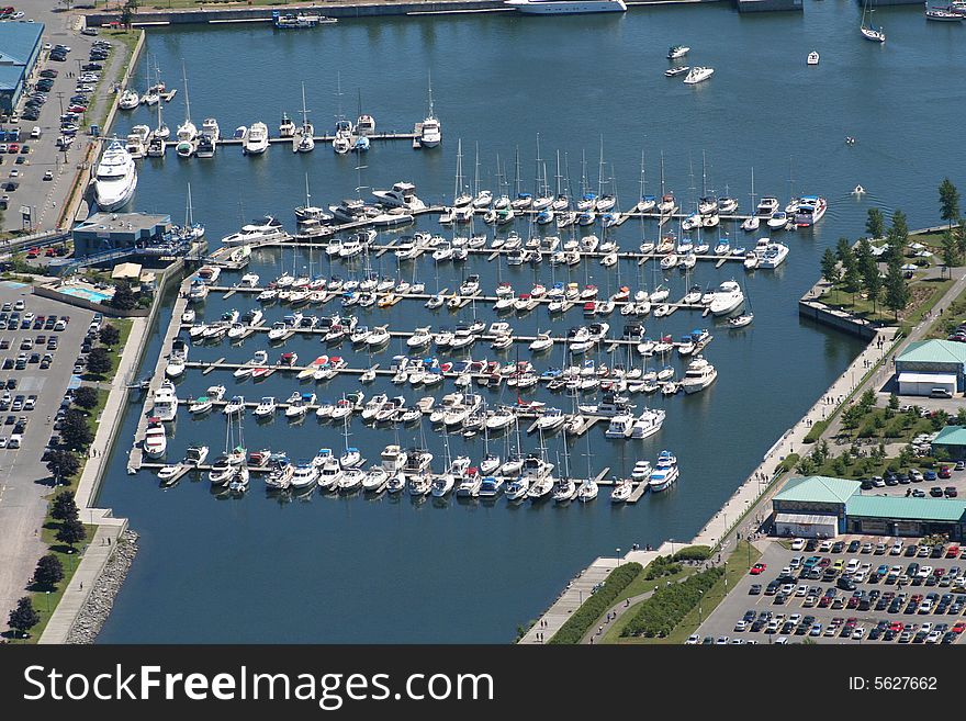 Boats in the port at the saint lawrence river. Boats in the port at the saint lawrence river
