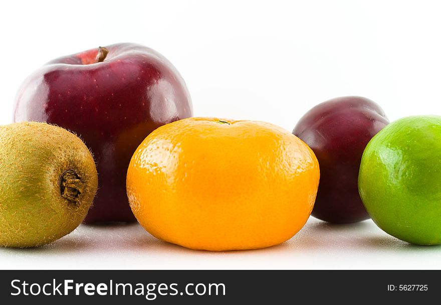 A series of summer produce shot on a white background. A series of summer produce shot on a white background