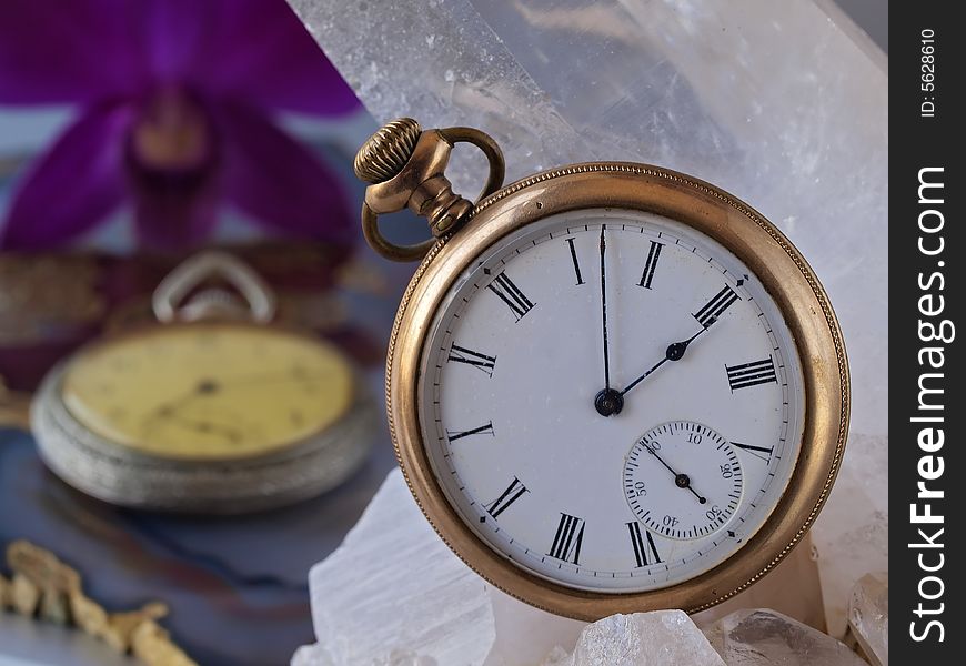 19th century pocket watch in still life