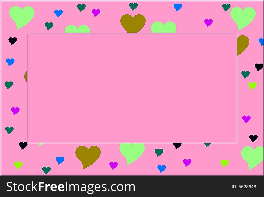 Image of an frame with multicolor hearts. Image of an frame with multicolor hearts