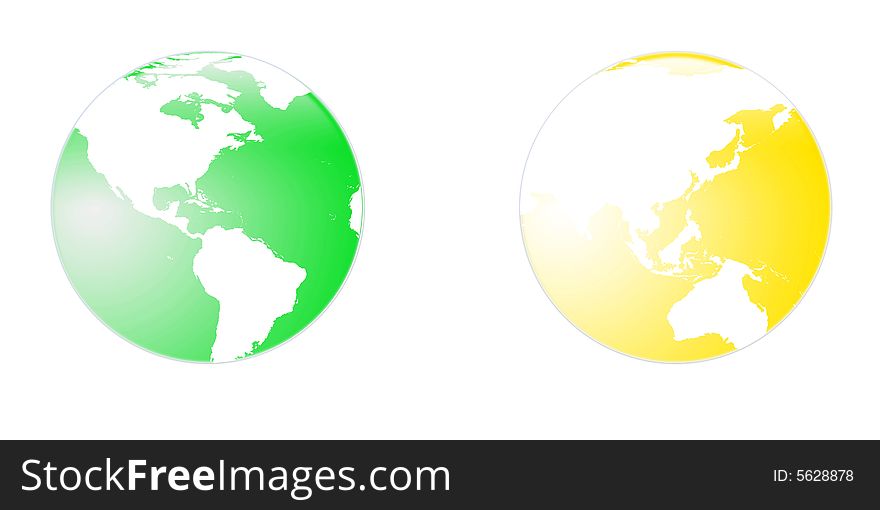 Image of globe in green and yellow.
